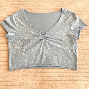 Short Blue Floral Top